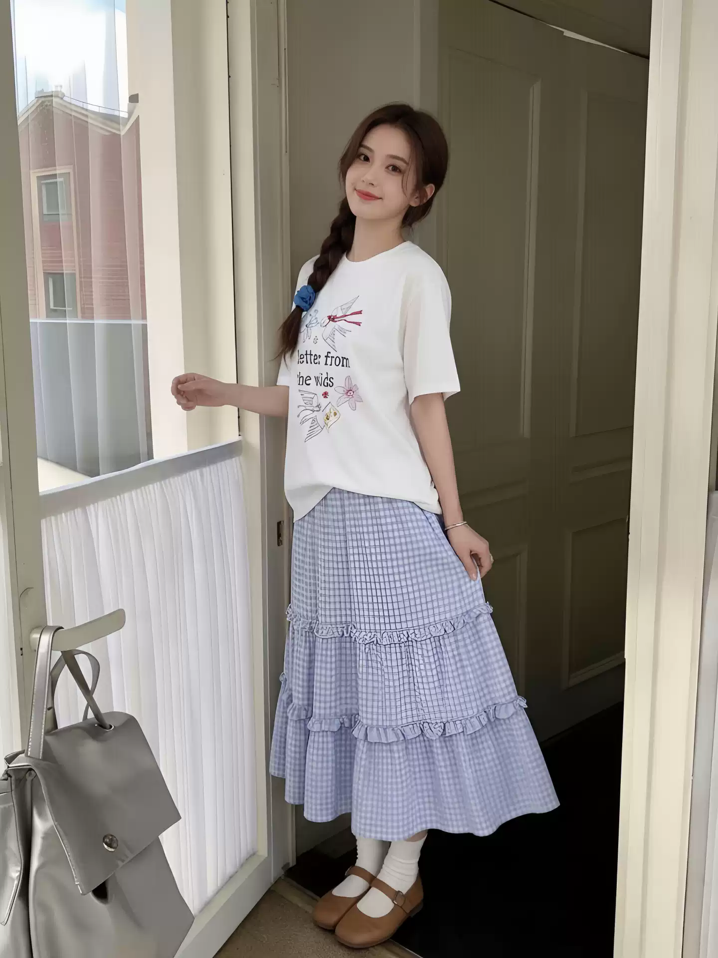 21 순면 210 그램 면 여름 드레스 반팔 티셔츠 여성 한국 스타일 빅 사이즈 루즈핏