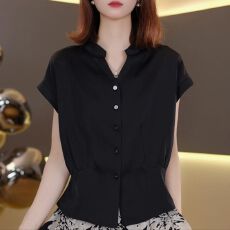 批发<b class='q'>时尚</b>v领短袖<b class='q'>T</b><b class='q'>恤</b>女2026夏季新款气质洋气百搭小衫显瘦纯色<b class='q'>衬衫</b>上衣