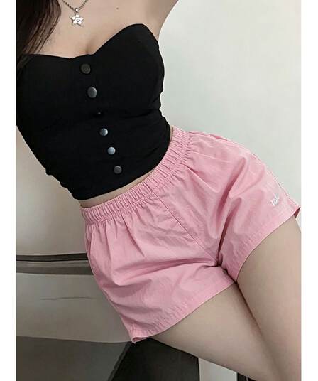 아메리칸 운동 캐주얼 반바지 여성 여름 새로운 빅 사이즈 루즈핏 슬림해 보이는 캐주얼 바지