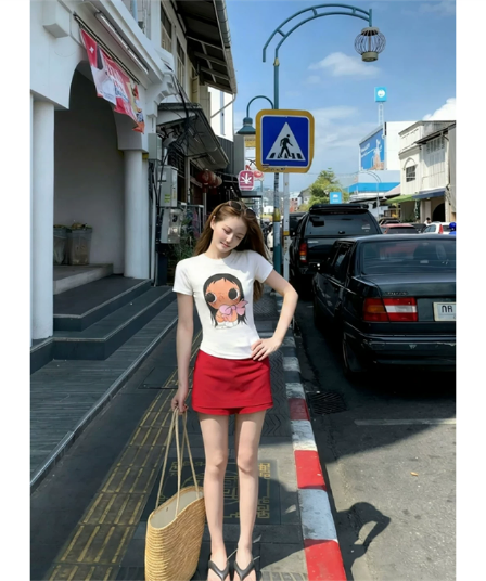 순면 40 220 그램 92 면 8 암모니아 Lun 긍정적 인 어깨 반팔 티셔츠 여성 프린트