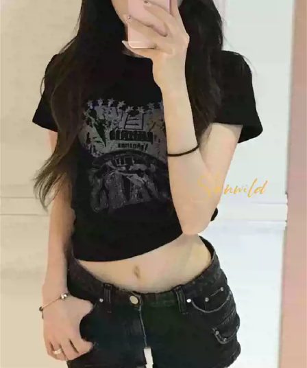 순면 40 220 그램 92 면 8 암모니아 Lun 긍정적 인 어깨 반팔 티셔츠 여성 프린트