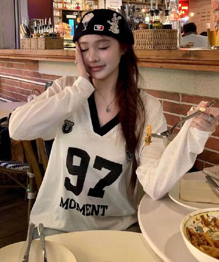 원본 것 아메리칸 티셔츠 여름 인터넷 얼굴 통기성 루즈핏 긴팔 자외선 차단 블라우스 여성