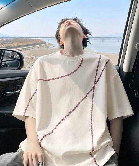 속도 마른 천 160 그램 반팔 티셔츠 남녀 커플룩 여름 명시적 스티치 장식 새로운 라운드 넥 맨위