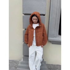 批发轻薄排骨羽绒服女2025冬新款韩版廓型时尚显瘦连帽卫衣双拉链外套