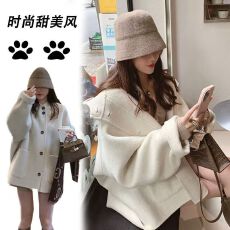批发小香风玫瑰粉色斗篷毛呢外套女秋冬2026新款爆款连帽双面毛呢大衣