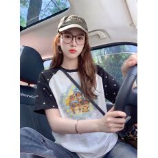批发220克天丝棉短袖t恤男女<b class='q'>情侣装</b>夏新款插肩袖宽松圆领上衣