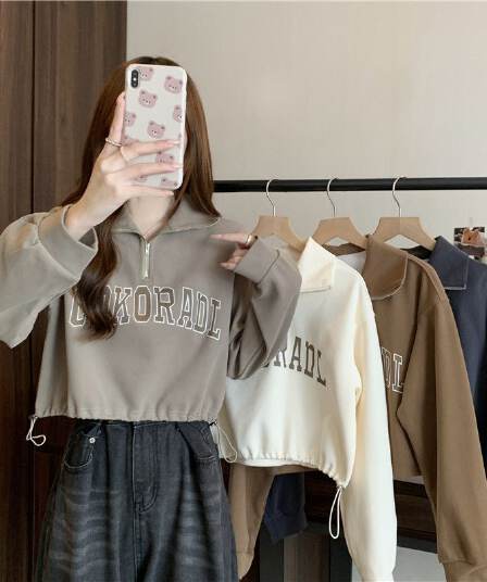 이후 패키지 칼라 음식 털 후아 면 복합 우유 실크 얇은 스타일 쇼트 스타일 반하이넥 지퍼 맨위 여성