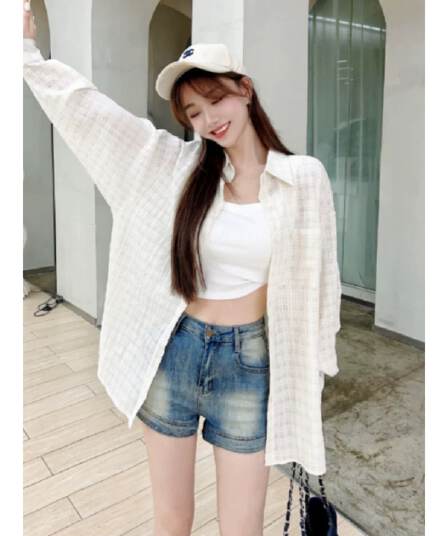 원본 원단 질감 센스 자외선 차단 셔츠 루즈핏 다용도 패션 긴팔 맨위 여름