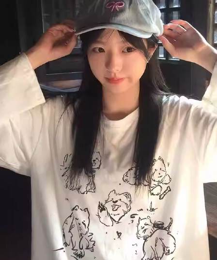 21 순면 210 그램 100 면 가을 의상 긴팔 티셔츠 여성 루즈핏 맨위 프린트
