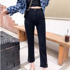 批发薄款九分烟管直筒仿牛仔女打<b class='q'>裤</b>子职业弹力宽松休闲<b class='q'>裤</b>