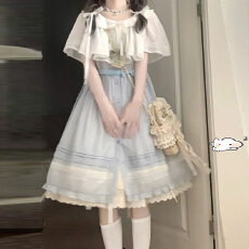 批发<b class='q'>可爱</b>甜美学院风假两件<b class='q'>连衣裙</b>多巴胺小个子洛丽塔蓬蓬公主裙