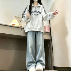 批发<b class='q'>新款</b>学院风美式三条杠polo领半拉链卫衣