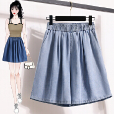 批发7715天丝软<b class='q'>牛仔</b>夏季<b class='q'>高腰</b>百搭显瘦休闲<b class='q'>短裤</b>宽松阔腿五分裤