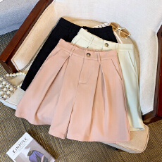 批发高腰a字<b class='q'>西装</b>短裤女夏季外穿宽松显瘦阔腿裤五分裤
