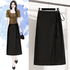 批发实价西装一片式绑带半身裙女a字裙胖mm遮肉显瘦半身长裙