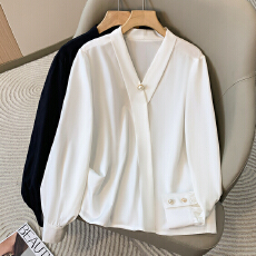 批发66615实拍<b class='q'>职业</b><b class='q'>衬衫</b>女宽松显瘦百搭v领工作服长袖洋气上衣