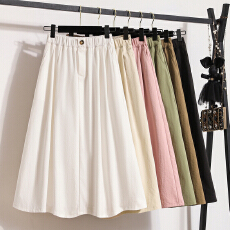 批发66008实拍实价松紧腰半身裙女中长款高腰百褶裙A字裙伞裙半身<b class='q'>长裙</b>