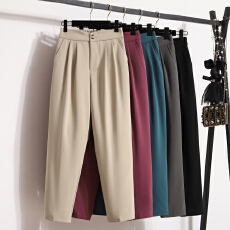 批发7142实拍春秋高腰显瘦九分裤女西装裤<b class='q'>休闲</b>裤<b class='q'>小脚裤</b>直筒裤