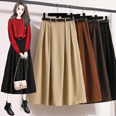 批发7488实拍实价半身裙女高腰伞裙黑色西装裙秋长裙中长款a字裙