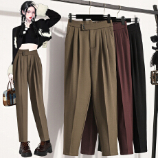 批发宽松胖mm显瘦大码休闲九分西装裤垂感烟管裤