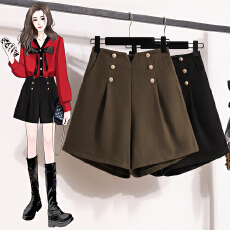 批发实拍秋冬高腰<b class='q'>短裤</b>大码显瘦休闲阔腿裤毛呢百搭<b class='q'>打底</b>靴裤女