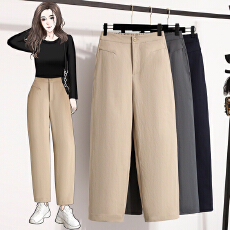 批发休闲窄板镰刀裤女高腰显瘦小个子八分九分裤