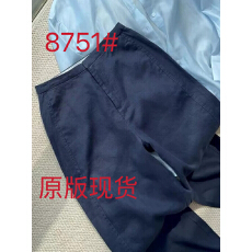 批发2025新款老钱风松弛感藏青色女<b class='q'>夏</b>高腰压褶休闲直筒阔腿西装裤