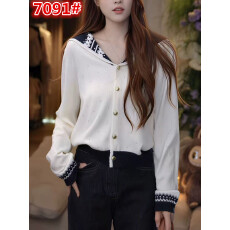 批发2025秋冬新品时尚气质高级感海军领镂空针织衫宽松洋气长袖上衣女