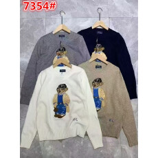 批发轻奢香风小熊刺绣圆领套头毛衣女秋冬宽松慵懒风高级感针织衫上衣