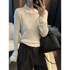 批发<b class='q'>欧洲站</b>2025秋季<b class='q'>新款</b>欧货简约Polo领袖口开叉百搭细羊毛针织打底衫