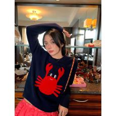 落落狷介毛衣冬季女藏青色套头纯羊毛可外穿小个子毛线衣2025新款