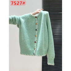 绿色慵懒圆领针织开衫长袖毛衣加厚女2025秋冬季穿搭外套宽松上衣