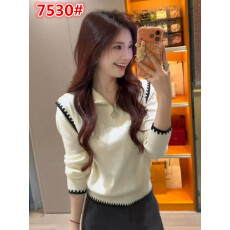 批发韩系<b class='q'>气质</b>撞色半拉链毛衣女装2025秋冬新款宽松慵懒针织衫内搭上衣