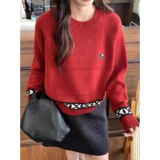 批发CC2025<b class='q'>冬</b>季新款女卡通小马刺绣全羊毛针织衫韩版氛围感圆领毛衣女