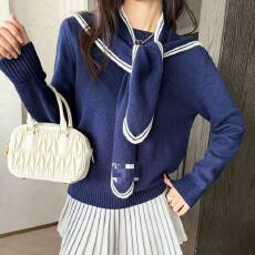 深圳南油高端女装2025秋冬季法式学院风刺绣披肩宽松毛针织衫上衣