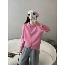 批发韩版设计感单排扣纽扣毛衣女<b class='q'>秋冬</b>休闲显瘦针织衫叠穿内搭打底上衣