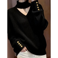 批发挂脖V领毛衣女士秋冬新款慵懒风软糯内搭减龄<b class='q'>宽松</b>显瘦针织衫上衣