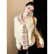 批发法式甜美风杏色针织<b class='q'>毛衣</b>女冬季加厚慵懒高级感深冬独特超好看上衣