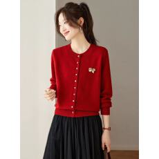 批发小香风针织开衫女短款2025新款时尚洋气<b class='q'>毛衣</b>外套宽松显瘦圆领上衣