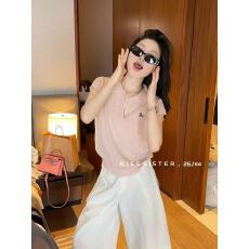 批发十三行春夏新款KISSSISTER百搭<b class='q'>休闲</b>冰丝针织衫刺绣小马短袖上衣女