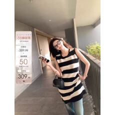 批发Lilylikes“糯糯条纹裙”柔雾感<b class='q'>兔毛</b>羊毛ins风极简条纹针织连衣裙