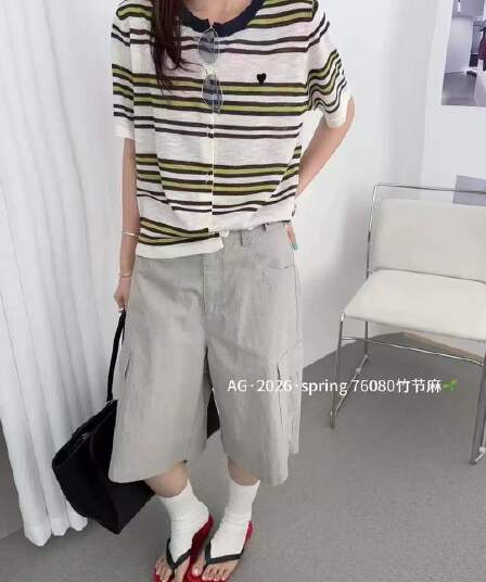 badx 한 부서 레트로 스트라이프 니트 오픈 가디건 26 봄 루즈핏 슬림해 보이는 하트 자수 캐주얼 맨위 여성
