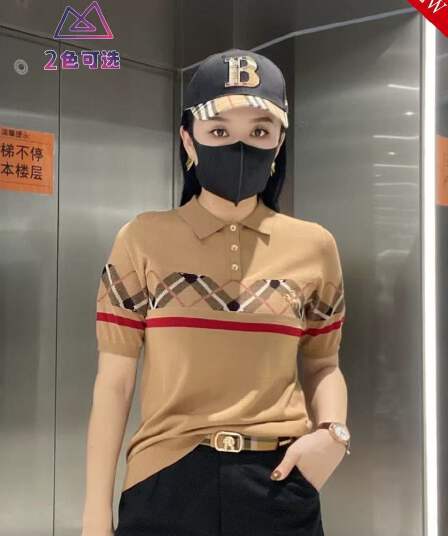 새로운 여름 캐주얼 다용도 몸매 가꾸기 슬림해 보이는 맨위 미니멀리즘 반팔 얇은 스타일 여성 의류 스트라이프 polo 셔츠 칼라 니트 스웨터