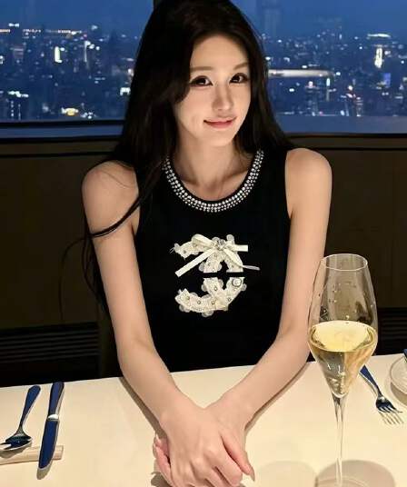 g1 studios 명문 여성 바람 검정색 진주 칼라 조끼 여성 순수한 욕망 절묘한 자수 몸매 가꾸기 슬림해 보이는 민소매 맨위