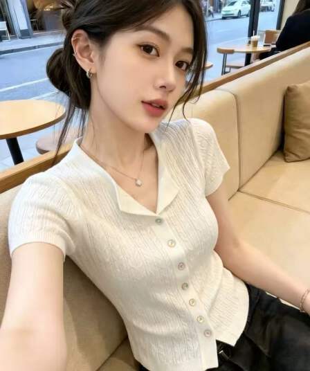 한 부서 작은 V넥 트위스트 꽃 니트 오픈 가디건 여성용 짧은 소매 2026 여름 새로운 품격 연령 감소 슬림해 보이는 패션 맨위