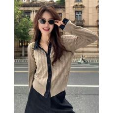 批发大码女装老钱风polo领牛仔针织开衫秋季上衣<b class='q'>胖</b><b class='q'>mm</b><b class='q'>宽松</b>气质毛衣外套