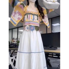 批发一整套ootd穿搭套装超好看独特漂亮<b class='q'>吊带</b>连衣裙针织开衫两件套裙装