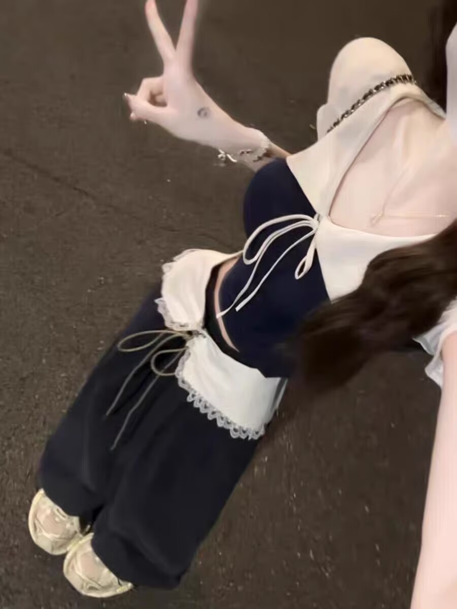 품격 전체 집합 ootd 착용 가져 가라. 디자인 센스 아니요 명중 섹션 레트로 V넥 반팔 맨위 캐주얼 바지 투피스 슈트