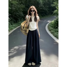 韩系巨好看穿搭一整套2026新款白色polo短袖t恤女夏季阔腿裤套装