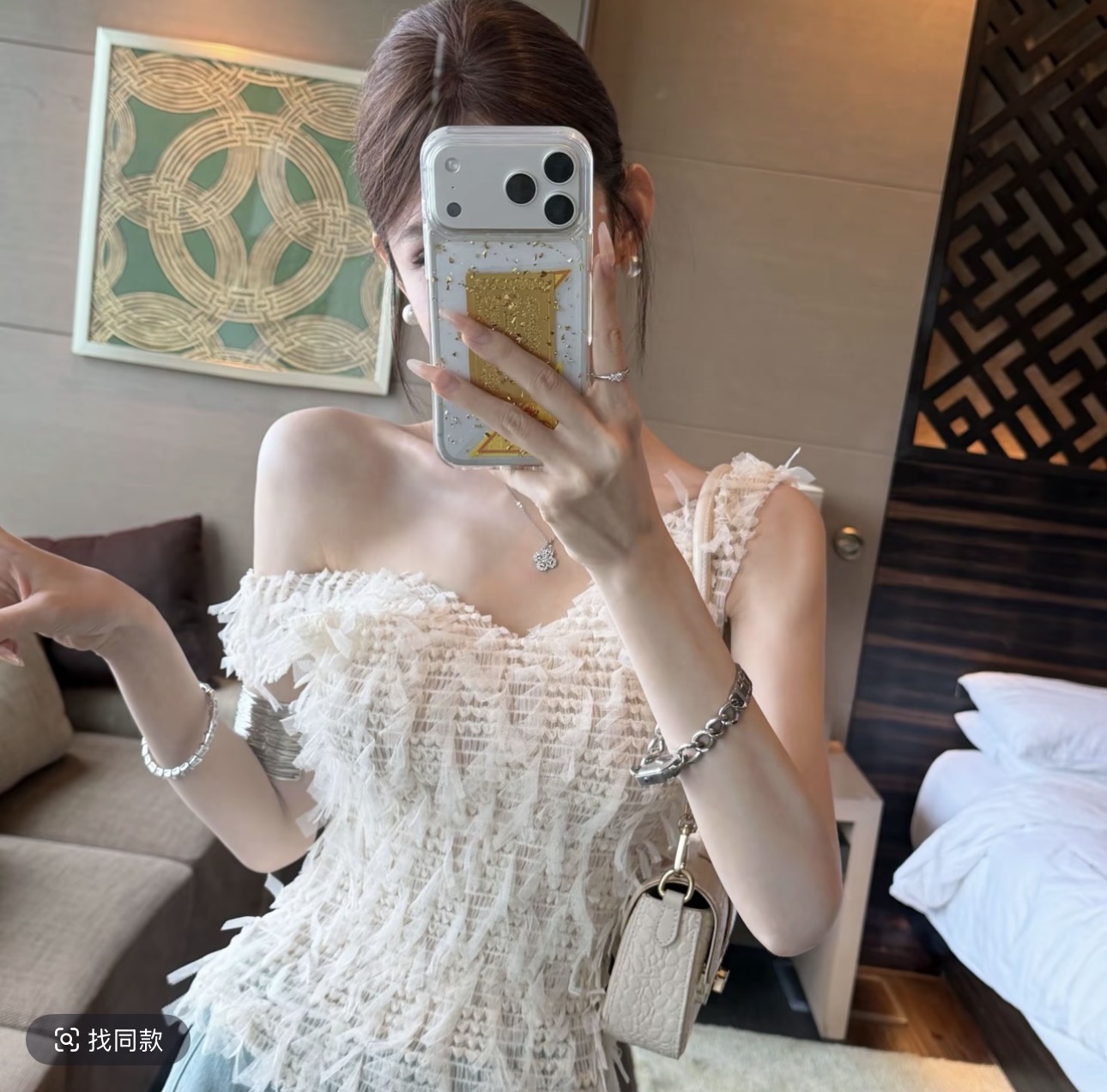 핑크색 丨 주간 깃털 술 디자인 센스 민소매 망사 술 홀로우 아웃 조끼 맨위 fh26b2t1350